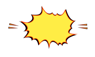 starburst yellow speech bubbles or baloon for comic design illustration. Comic burst, bursting star sticker, vector boom or explotion. communication concept
