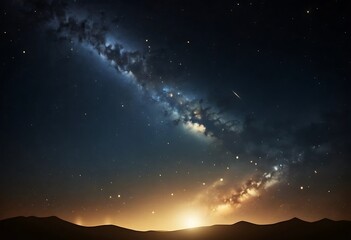 Fototapeta premium Majestic Milky Way Galaxy Over Desert Landscape At Sunrise