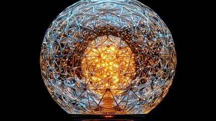 Obraz premium Intricate sphere of light and metal showcasing complex geometric patterns