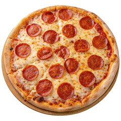 Pepperoni pizza on transparent background.