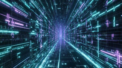 Fototapeta premium Digital Tunnel: A Journey Through Cyberspace