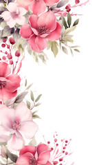 Fototapeta premium Digital vintage watercolor pink flowers abstract graphic poster background 