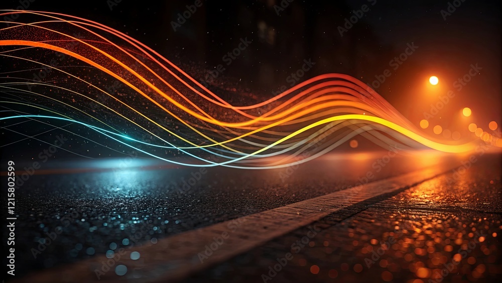 Poster a colorful, wavy line that appears to be a rainbow
