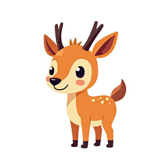 Adorable Cartoon Fawn, Cute Deer Illustration - Minimalist style