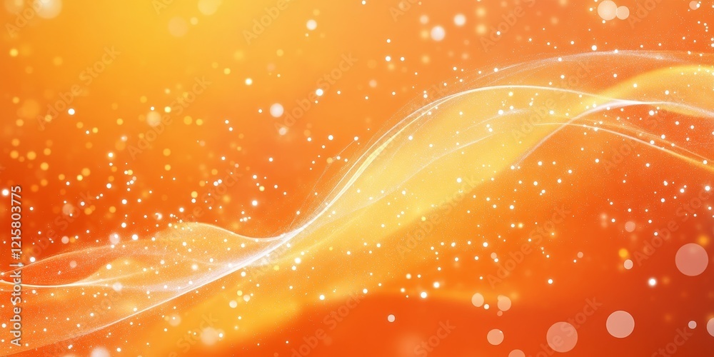 Aufkleber abstract orange wave background with glowing particles and bokeh.