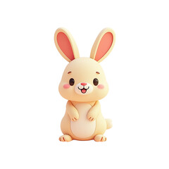 Fototapeta premium Cute 3D Cartoon Bunny Rabbit Illustration - Pastel colors