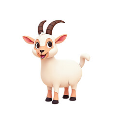 Cute 3D Cartoon Goat, Happy Farm Animal - 3D illustrations