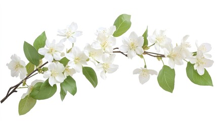 Fototapeta premium Close-up of cherry blossoms Jasmine flower, isolated on white background. White flower branch