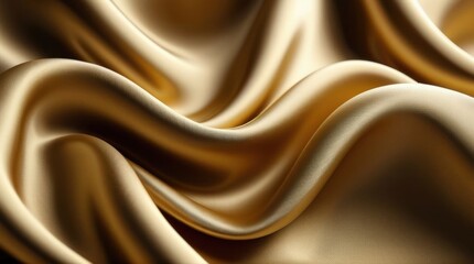 Obraz premium A stunning close-up 3D render of flowing golden silk fabric, capturing intricate folds and a luxurious texture with soft lighting and depth.