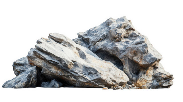 large. rugged rock formation. showcasing various textures and shades of gray. with some areas appearing weathered and rough this natural element can be used in various contexts. such as landscaping. g