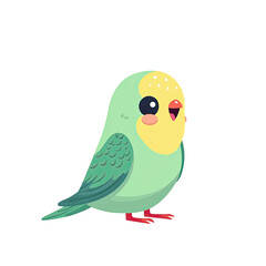 Cute Budgie Bird Cartoon Illustration - Minimalist design
