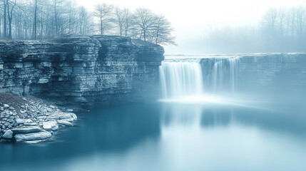 A raging river in the mountains with submerged trees and rocks captures the essence of chaos, evoking a powerful sense of nature's force, minimalistic yet intense, with a bright modern tone

