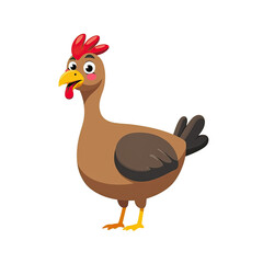 Cute Cartoon Hen Farm Animal Illustration - Minimalist design