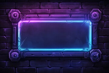 Obraz premium Neon sign frame on brick wall.