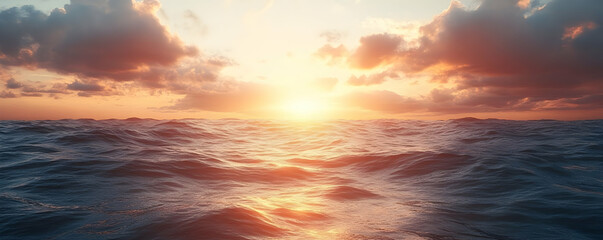 Obraz premium Ocean Sunset 3D Illustration