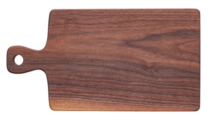 wooden cutting board. chopping board isolated on white. Handmade black walnut chopping board, walnut natural texture