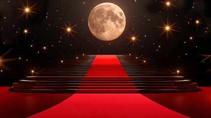 Fly to the moon with a red carpet for glory