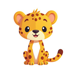 Cute Cheetah Cub Cartoon Illustration - Cute animals