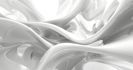 Abstract white fluid shapes creating a smooth, flowing texture.