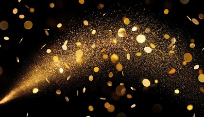 Confetti Images, Golden Sparkle Burst on Black Background