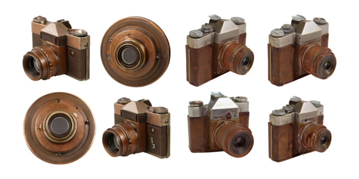 Vintage Camera Collection on Transparent Background, PNG collection, set bundle, isolate on transparent or white background