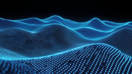 Abstract blue digital wave landscape.