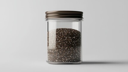 chia seeds in a small glass jar
