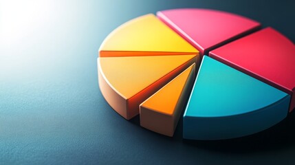 Obraz premium Colorful pie chart displaying data analysis in a creative way on a modern surface