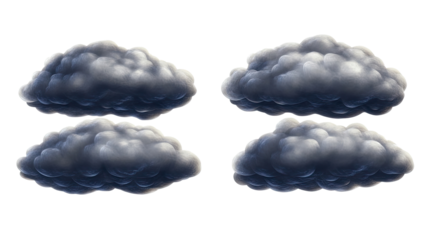 Dark Cloud Collection on Transparent Background Generative AI