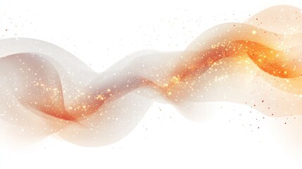 Fototapeta premium Abstract orange and beige wave with glitter particles on white background.