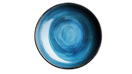 a beautifully crafted blue ceramic bowl with a glossy finish. featuring a swirling pattern that showcases various shades of blue this bowl serves as a decorative piece or functional dish. ideal for se