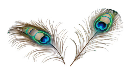 Obraz premium Isolated Decorative Peacock Feathers Generative AI