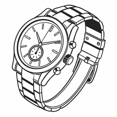 Minimalist Luxury 3D Wristwatch with Metallic Details and Modern Aesthetic on Transparent Background, Perfect for High-End Fashion or Product Design Concepts