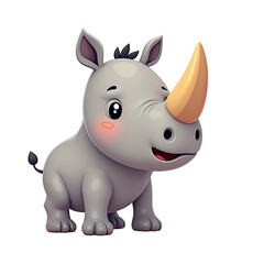 Obraz premium Cute 3D Baby Rhino Cartoon Character - 3D renders