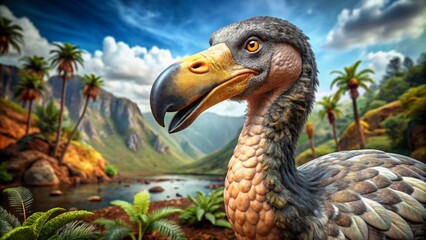 The extinct dodo bird, a symbol of lost wildlife, represents species endangered by extinction