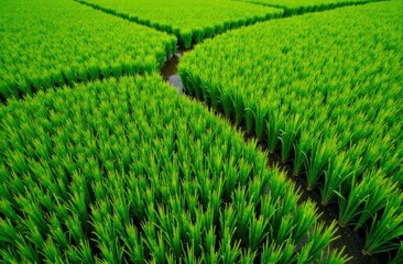 Green rice field for background