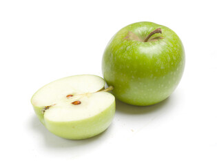 green granny smith apples on white background