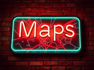 Obraz premium neon sign Map