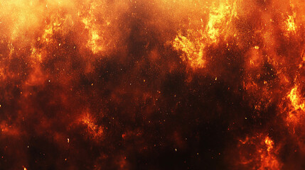 Naklejka premium A dark brown and orange textured background with sparks, fire particles, flames, and smoke creating a minimalistic bright tone with blurred empty space for caption or message