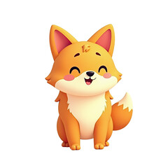 Obraz premium Cute Cartoon Fox 3D Render Illustration - 3D renders