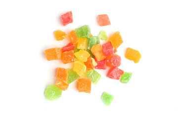 set of candied fruits on white background