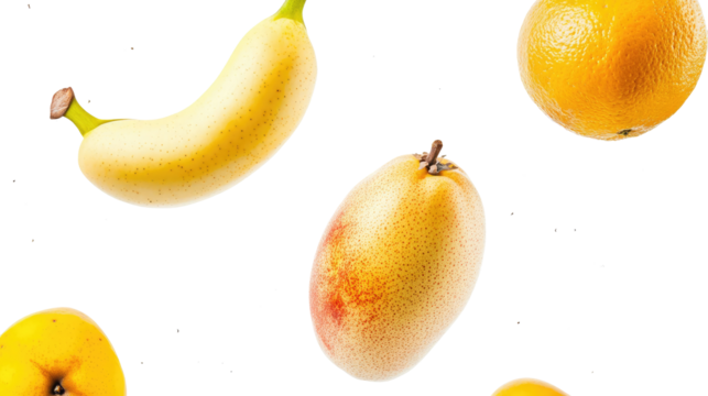 Fruits Floating Against a Transparent Background Generative AI