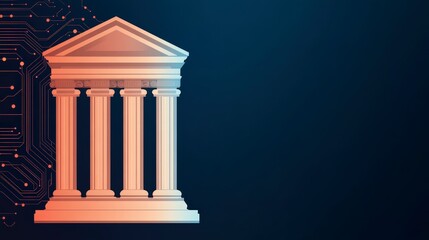 Obraz premium Modern Architecture Meets Technology in Digital Banking Concept Illustration
