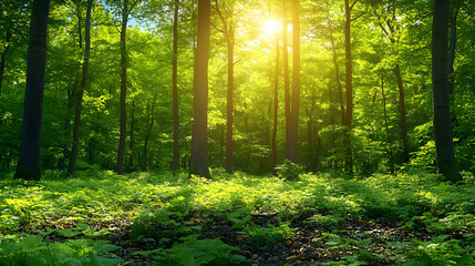 Obraz premium Sunlit Forest Illustration