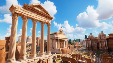 Obraz premium Ancient Roman Ruins with Majestic Columns and Architectural Splendor in Daylight