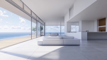 Fototapeta premium Modern Coastal Living: Ocean View Minimalist Home Design
