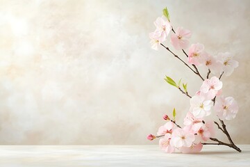 Delicate cherry blossoms nature background floral environment soft light artistic viewpoint
