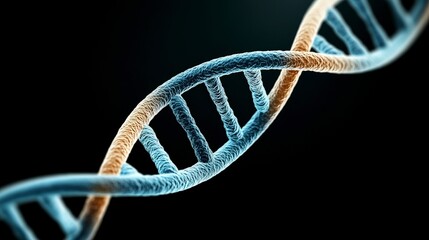 Detailed Representation of DNA Helix Structure Against Dark Background