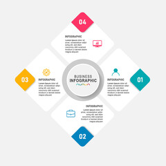 Circle infographic template with 4 steps for business. Can be used for workflow layout, presentations, diagram, annual report, web design