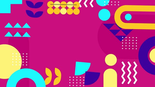 vibrant abstract geometric patterns with dynamic shapes and bold colors seamless 4k video background motion pop art design